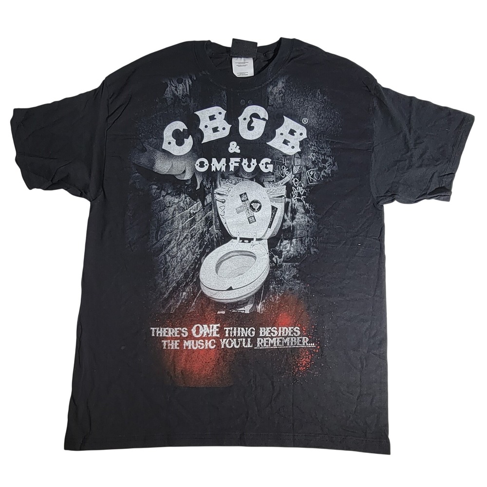 CBGB OMFUG Our Toilet Graphic T-Shirt Mens Large Black Punk Rock Music Tee
